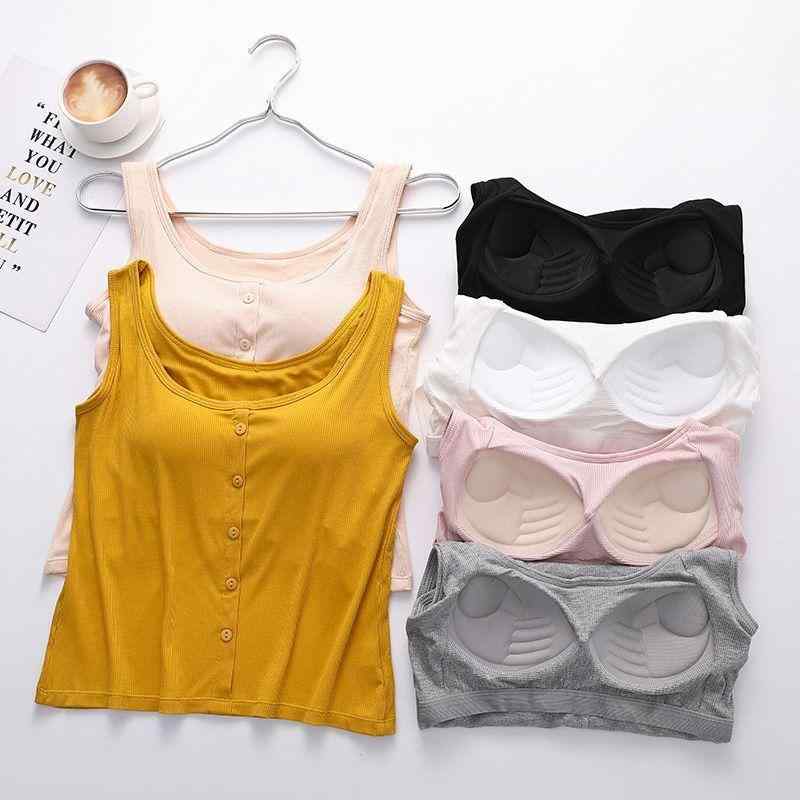 春夏 レディース モーダル 薄手 インナー ブラトップ カップ付き ショート丈 黒 白 美背中 キャミソール 女性用
