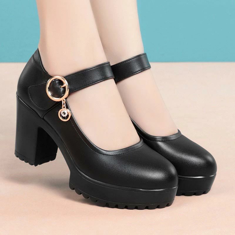 歩き フェイクレザー 厚底 プラットフォーム ストーム 黒 レディース 通勤 冠婚葬祭 立ち仕事 靴 ヒール8cm結婚式