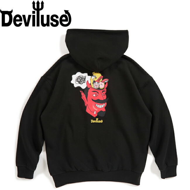 パーカー Deviluse デビルユース Eat'em Pullover Hooded Sweat Black ss26001 プルオーバーフード スウェット メンズ レディース