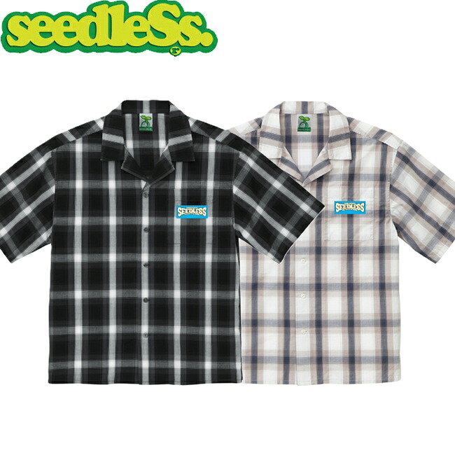 プルオーバー seedleSs シード受け答え Colors Radial Logo S/S Check Shirts Black White 半袖プルオーバー 心地好いプルオーバー メンズ レディース