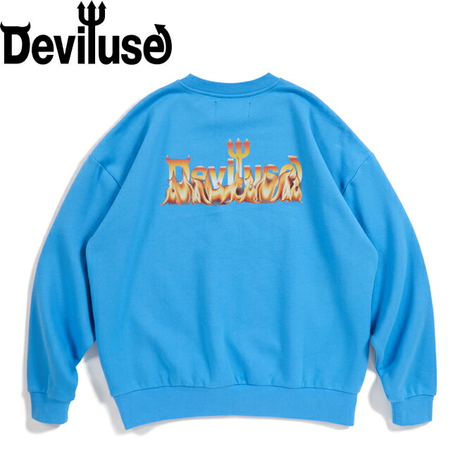 トレーナー Deviluse デビルユース Flame Logo Crewneck Sweat Blue ss26030 クルーネック スウェット メンズ レディース