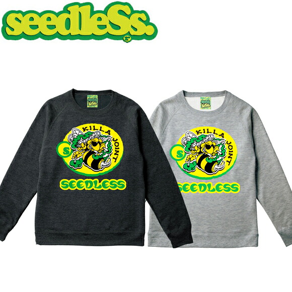 トレーナー seedleSs シードレス Killa Joint Wraglan Crew Black H.Gray ラグラン クルーネック スウェット メンズ レディース