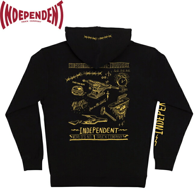 パーカー Independent インディペンデント Bratrud Notebook Zip Hoodie Black ジップフード スウェット メンズ レディース