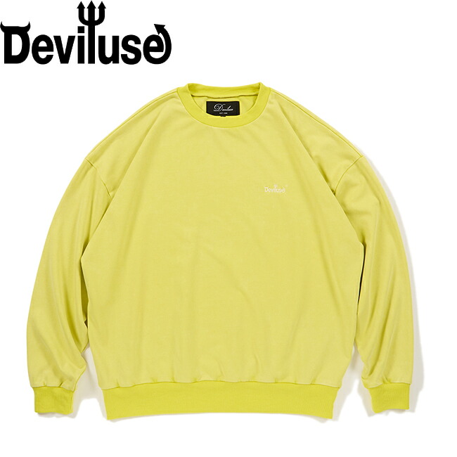 トレーナー Deviluse デビルユース Small Logo Crewneck Sweat Lime クルーネック スウェット メンズ レディース
