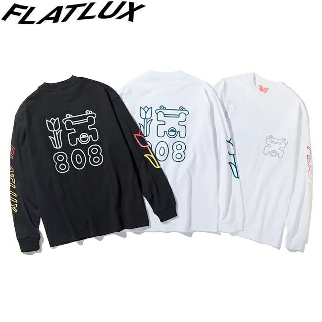 tシャツ FLATLUX フラットラックス Outline 808 L/S TEE Black white/Navy TR White 長袖Tシャツ カットソー メンズ レディース