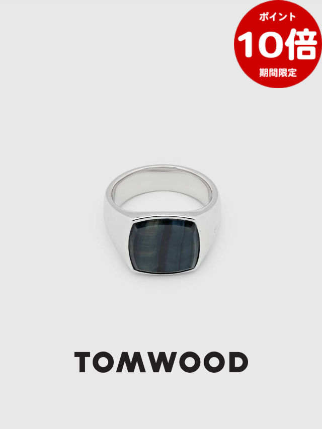 TOM WOOD クッション リング　ブルーホークアイ　　　54 TOM WOOD 指輪 リング Cushion Blue Howk Eye トムウッド
