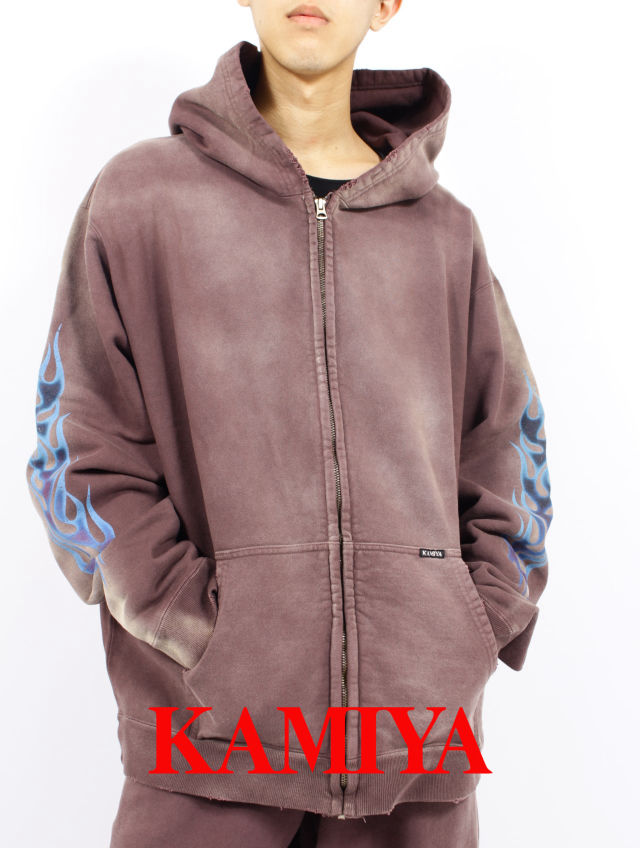 【国内買付】KAMIYA CRAYON Breached Hoodie ロゴ パーカー KAMIYA CRAYON Breached Hoodie （BLACK） -FASCINATE