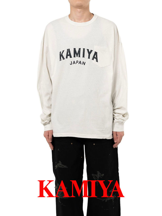 【KAMIYA / カミヤ】 【25AW】カミヤ ロゴ ディストレスド ロング ポケット Tシャツ / \