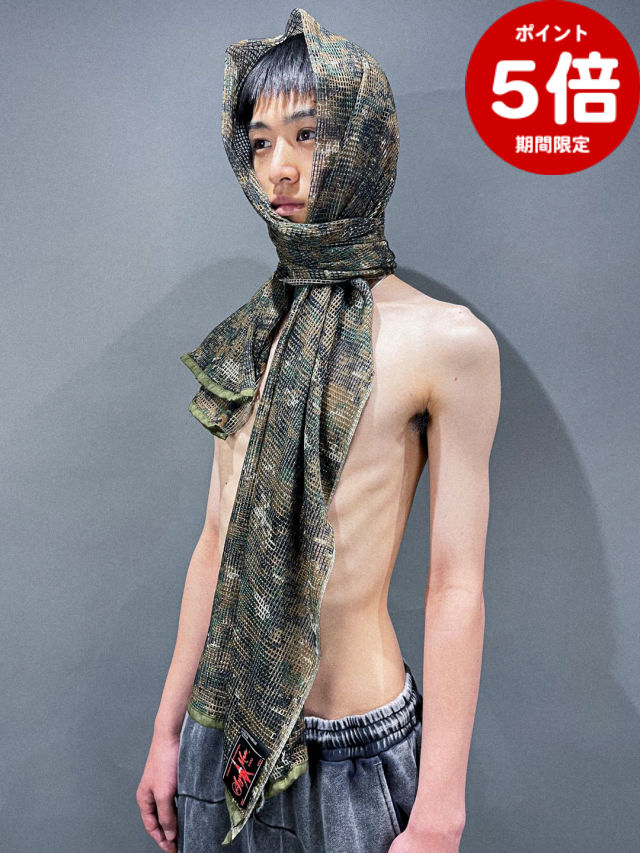 期間限定P5倍【SYUMAN. / シュウマン】 【25AW】アーミー メッシュ ロングストール / ARMY MESH STOLE / カモ