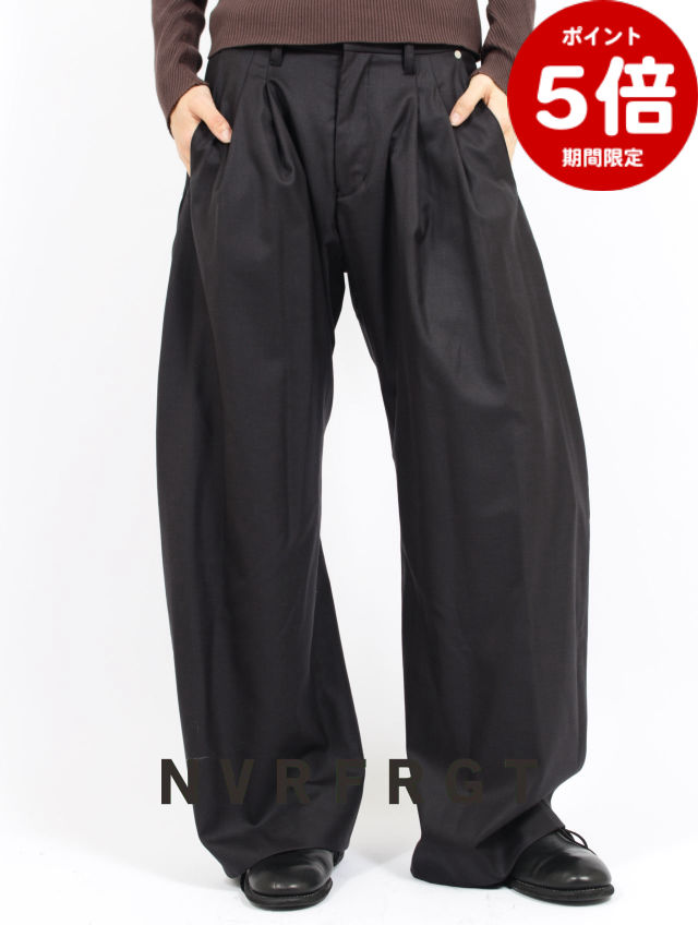期間限定P5倍【NVRFRGT / ネヴァーフォーゲット】 【26SS】 2タック カーブド レッグ トラウザー / 2TUCK CURVED LEG TROUSERS / BLACK(ブラック)