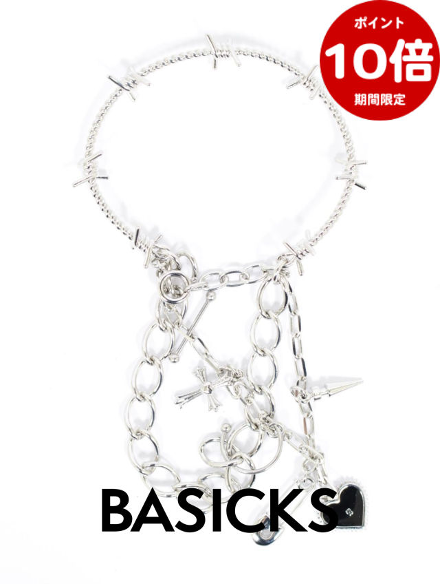 継続期間押さえるP10倍【BASICKS / ベイシックス】 【26SS】マルチ 引きつける 腕輪 / MULTI CHARM BRACELET / しろがね色