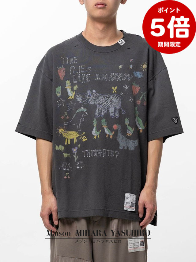 期間限定P5倍【Maison MIHARA YASUHIRO / メゾン ミハラヤスヒロ】 【26SS】キッズ ドゥードゥル Tシャツ 半袖 カットソー / KIDS DOODLE TEE / ブラック