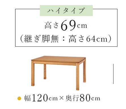 【送料無料】【代引き不可】《北海道・沖縄・離島には発送出来ません。》リビングコタツ シェルタK120-H(ブラウン・ナチュラル)こたつ本体のみの販売 。 (約)幅120×奥行80×高さ64(継脚時69)cm◎夜間・日祝日配達の指定は出来ません。◎(萩原3000001503)
