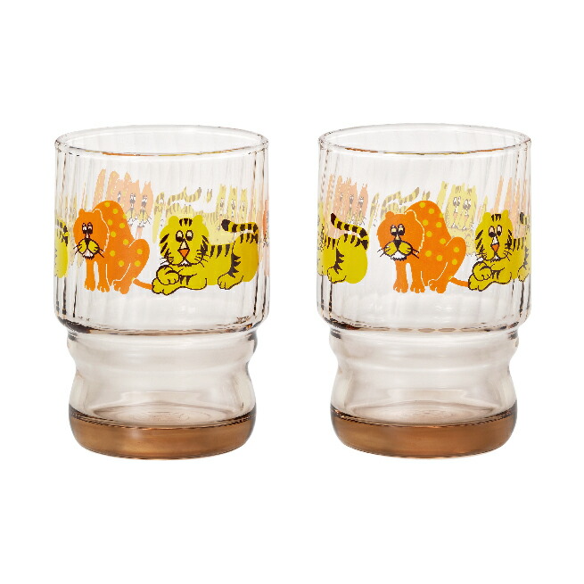 【2160円以上送料無料】アデリアレトロ 水飲みコップペア ズーメイト グラス コップ 入れ物 ガラス おしゃれ かわいい レトロ クラシック セット ドリンク 飲料 パーティ お泊まり 来客 マイグラス プレゼント ギフト お祝い黄色 オレンジ 動物 アニマル シリーズ インテリア画像