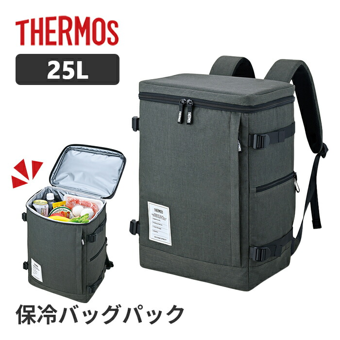 サーモス 保冷バックパック RFP-025 DGY ダークグレー 25L【THERMOS 保冷 リュック 保冷バッグ 大容量 クーラーバッグ スクエア型 ボックス型 自立型 保冷リュック 折りたたみ アウトドア ピクニック】