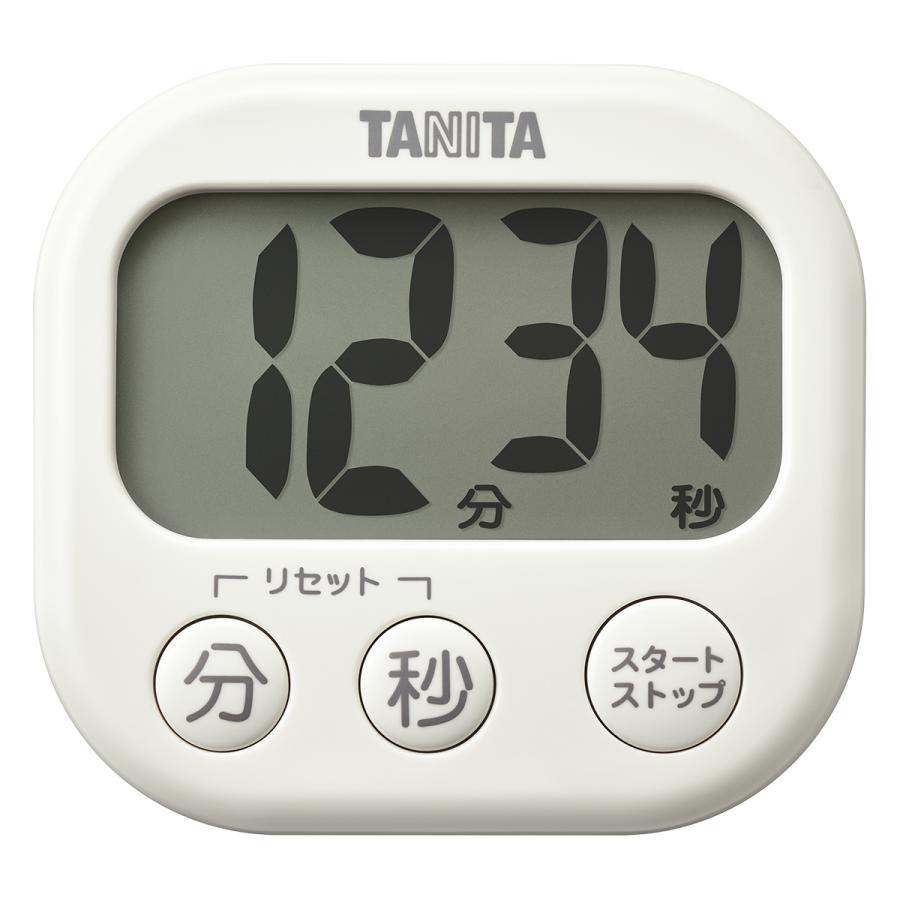 【メール便送料無料】タニタ 抗菌でか見えタイマー アイボリー TD-429 IV　タイマー ストップウォッチ 電池 マグネット スタンド付き 勉強 学習 料理 キッチン 部活 運動 子ども 大人 大画面 リピート機能 送料無料 メール便 白 シンプル画像