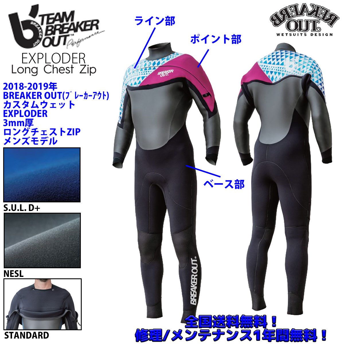 【純日本製】ウエットスーツ　ブレーカーアウトシーガル既製品メンズMLサイズ サーフィン・ボディボード