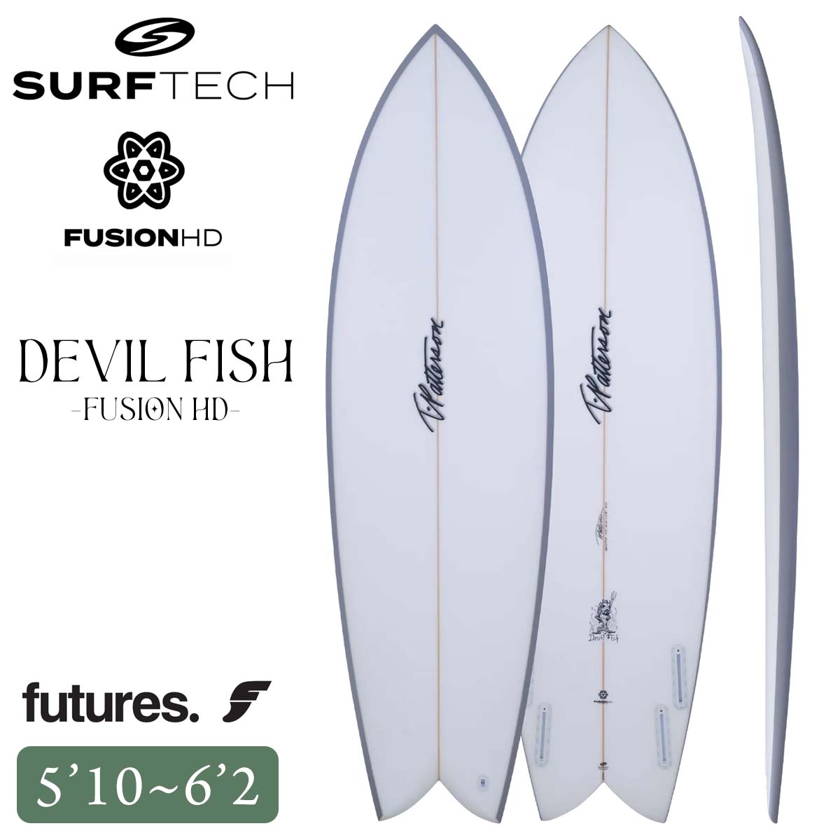 26 SURFTECH サーフテック サーフボード DEVIL FISH 5'10 6'0 6'2 5.10 6.0 6.2 フィッシュ ショートボード サーフィン 板 PU デビルフィッシュ TIMMY PATTERSON ティミーパターソン Futures フューチャー 2026年 日本正規品