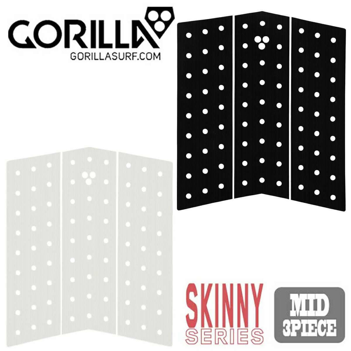 26 GORILLA GRIP ゴリラ グリップ フロントデッキ SKINNY SERIES MID THREE スキニー シリーズ ミッド 3ピース デッキパッド トラクションパッド デッキパッチ サーフボード サーフィン 日本正規品