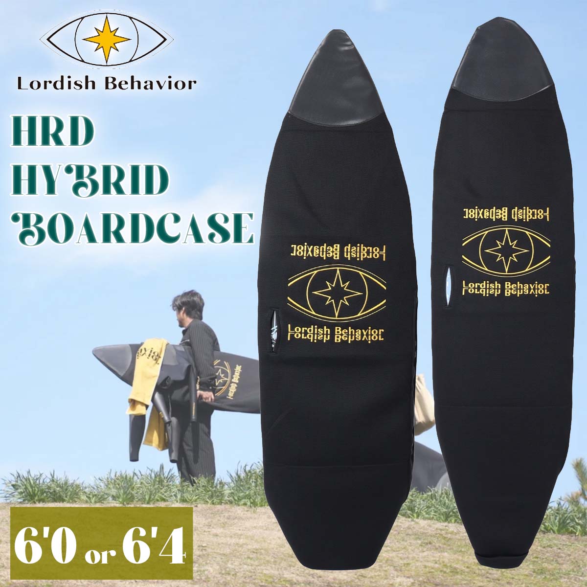 Lordish Behavior ローディッシュビヘイビア ゲーム盤入れもの HRD HYBRID BOARDCASE ALT SB サーフゲーム盤 板 遊撃手ゲーム盤 6\u00270 6\u00274 納める メッシュ 通気性 軽さ ファスナー チャック 波乗り 米国海兵隊員運動競技 アウトドア 日本置き目品