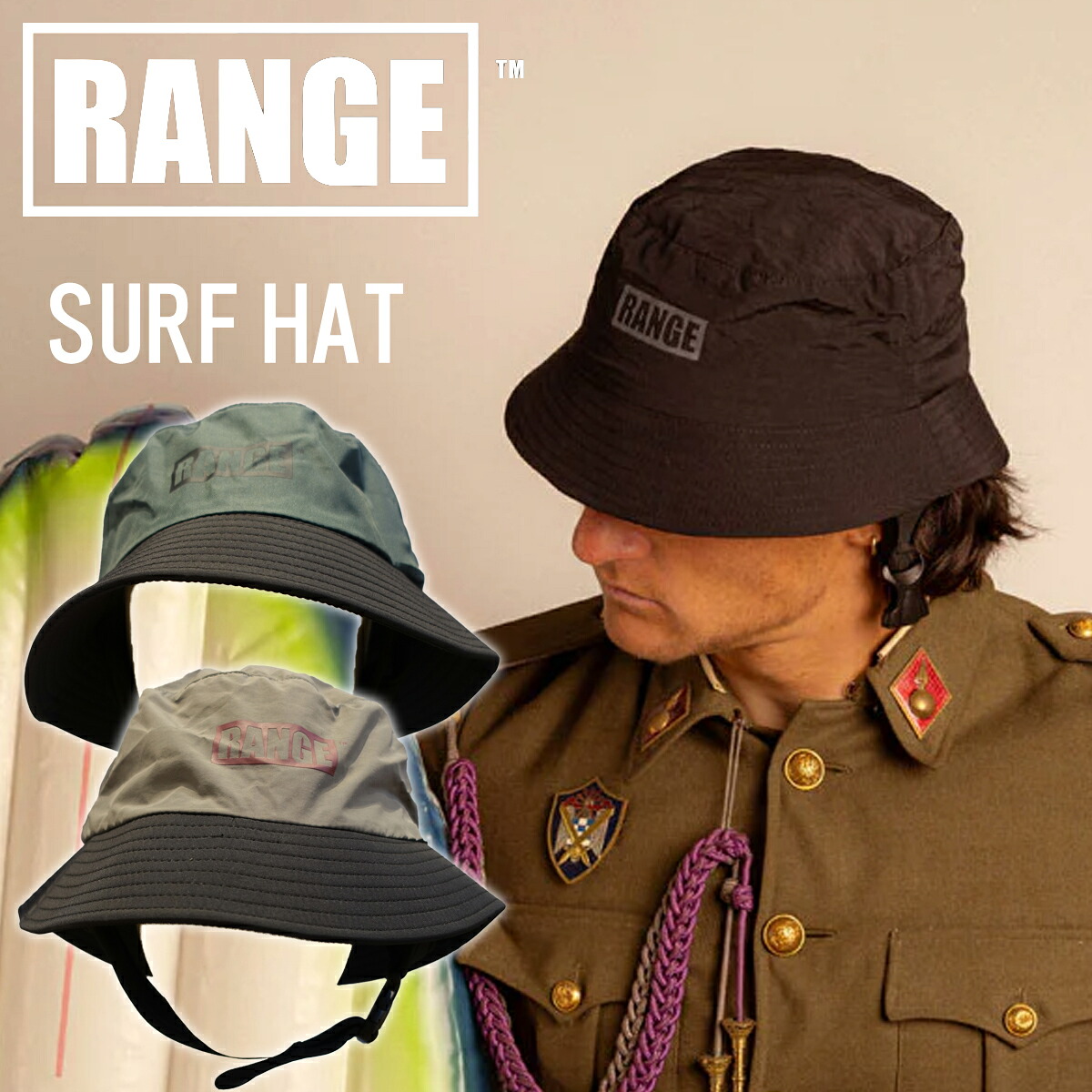 【4/14～4/16エントリーでP10倍】RANGE レンジ サーフハット SURF HAT マリンハット 帽子 日焼け対策 日焼け防止 アウトドア サーフィン 日本正規品