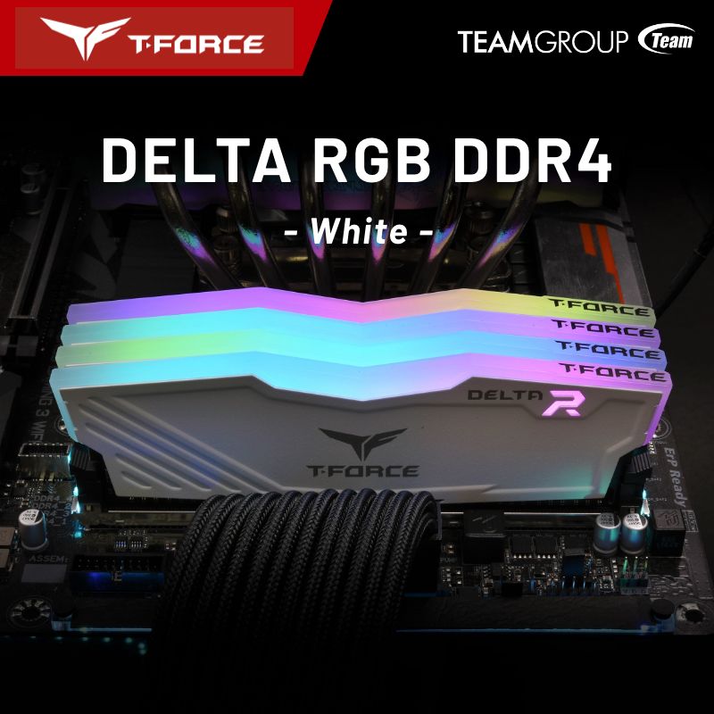 TEAM T-FORCE DELTA WHITE RGB DDR4 3200 64GB（32GB×2）光るメモリ