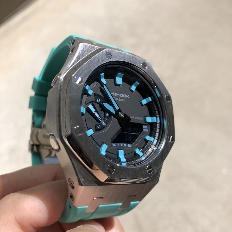 G-shockGa2100-1A1カシオークカスタマイズローズゴールドラバーストラップ
