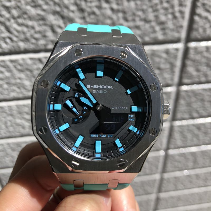 G-shockGa2100-1A1カシオークカスタマイズローズゴールドラバーストラップ