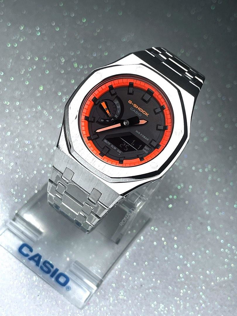 G-shock GA-2100 用　バンドケースセット オレンジ　シルバー 楽天市場】G-shoc GA-2100-1A4 カシオーク ステンレスケース
