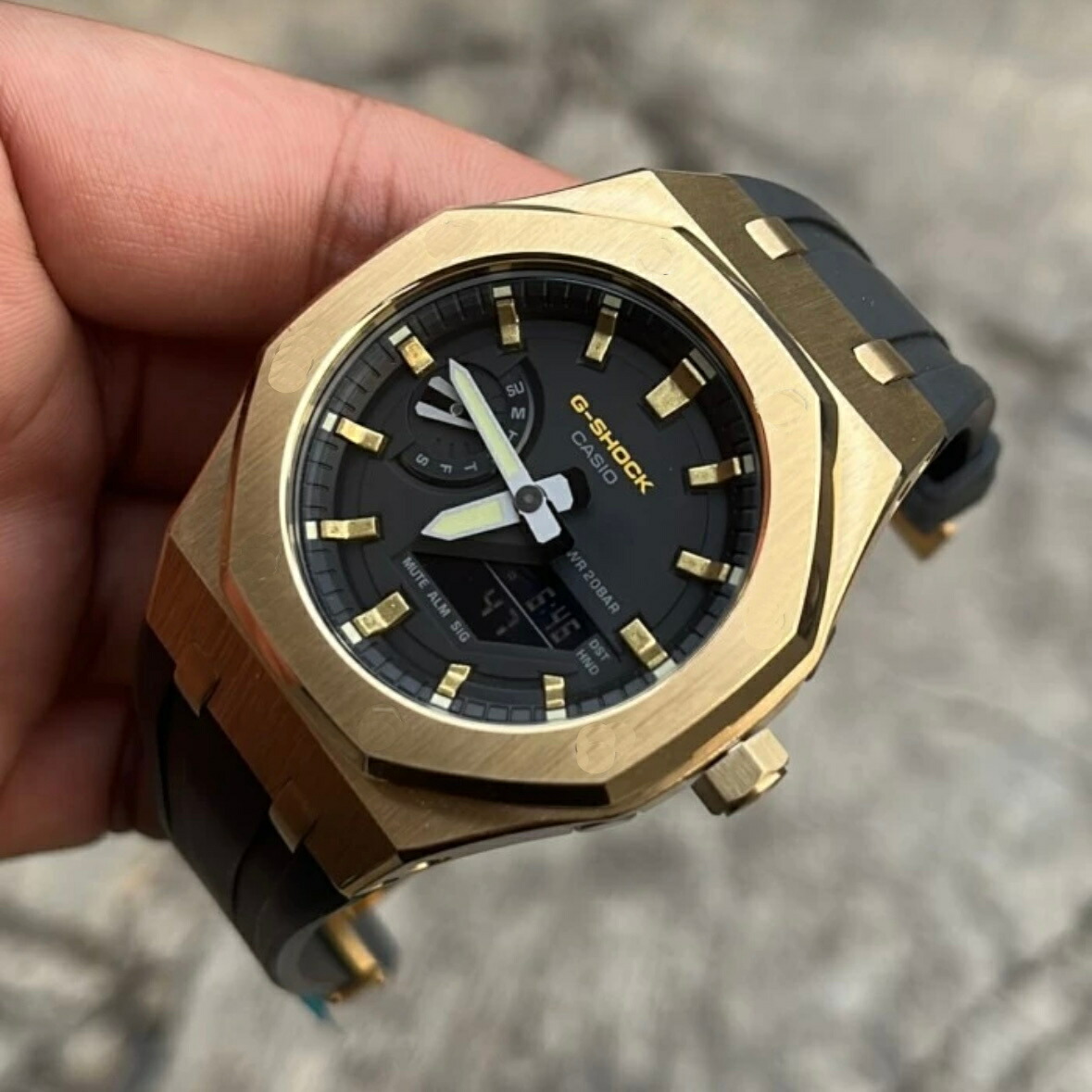 楽天市場】G-SHOCK GA-2100-1A カスタム ゴールド ステンレス