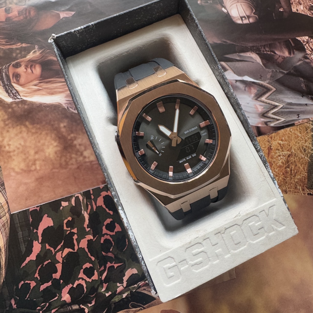G-shock Ga2100-1A1 ローズゴールド ラバー G-shock Ga2100-1A1 カシオーク カスタマイズ ローズゴールド