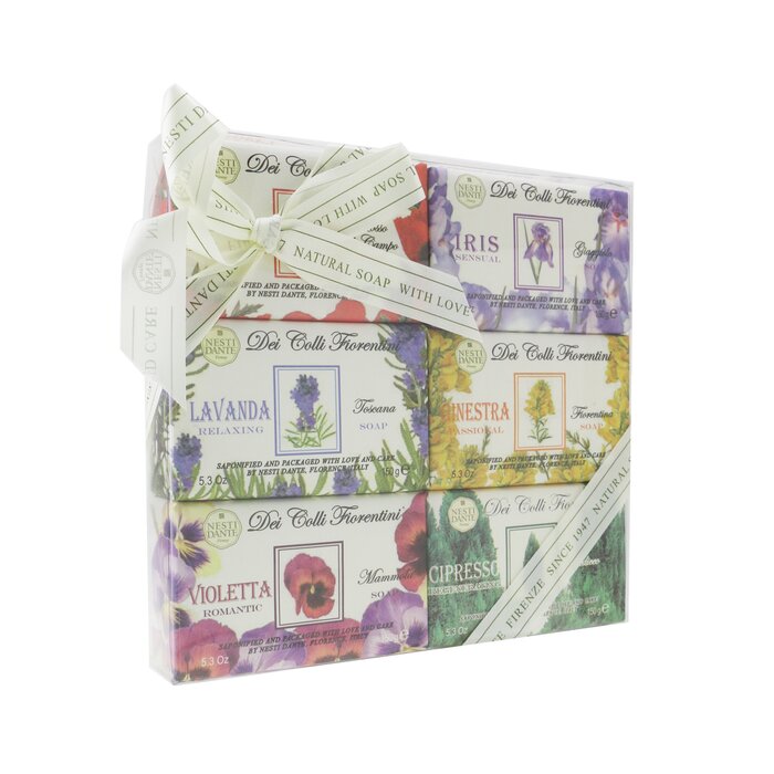 ネスティダンテNestiDanteDeiColliFiorentiniGiftSet(#ExhilaratingPapavero,#SensualIris,#RelaxingLavanda,#PassionalGinestra,#RomanticVioletta,#RegeneratingCipresso)6x150g/5.3oz【海外通販】