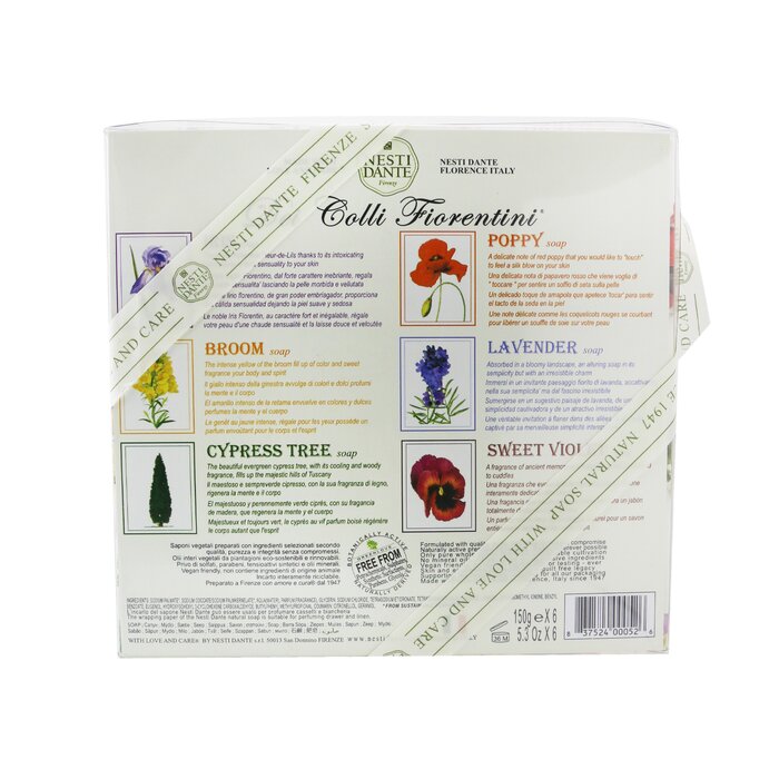 ネスティダンテNestiDanteDeiColliFiorentiniGiftSet(#ExhilaratingPapavero,#SensualIris,#RelaxingLavanda,#PassionalGinestra,#RomanticVioletta,#RegeneratingCipresso)6x150g/5.3oz【海外通販】