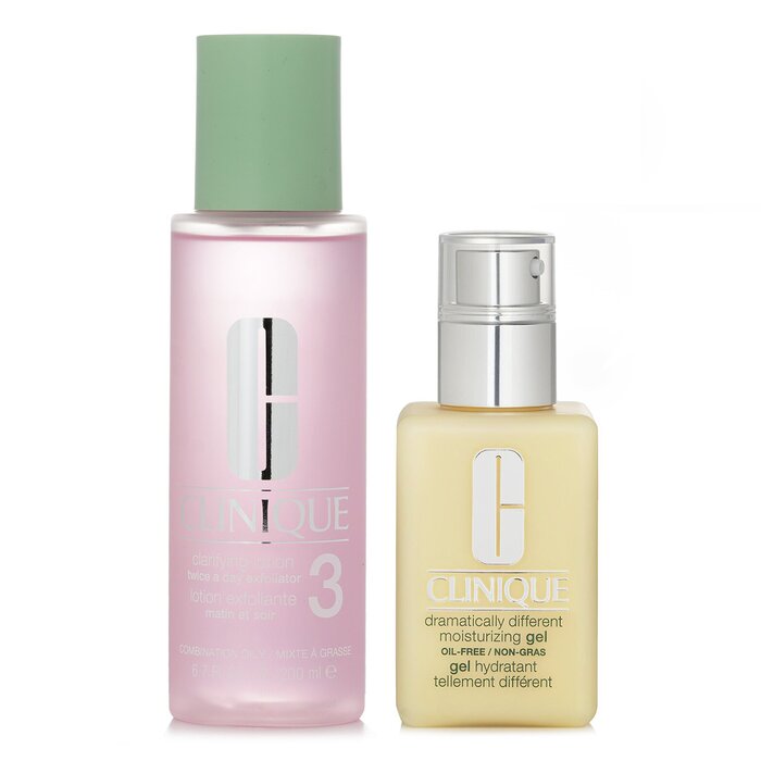 クリニーク Clinique ドラマチカリー ディファレント セット 3: モイスチャライジング ゲル & クラリファイング ローション 3 - コンビネーション オイリー トゥ オイリー 2pcs【海外通販】