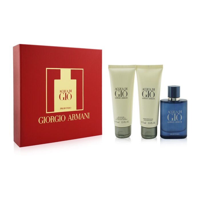 ジョルジオアルマーニGiorgioArmaniAcquaDiGioProfondoCoffret:EauDeParfumSpray40ml/1.35oz+AllOverBodyShampoo75ml/2.5oz+AfterShaveBalm75ml/2.5oz3pcs【海外通販】