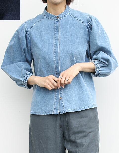 【26SS】【即納】MARGAUX VINTAGE（マルゴーヴィンテージ） デニムブラウス（#MG BL-26009-S）トップス/ブラウス/デニム/デニムブラウス 【レディース】