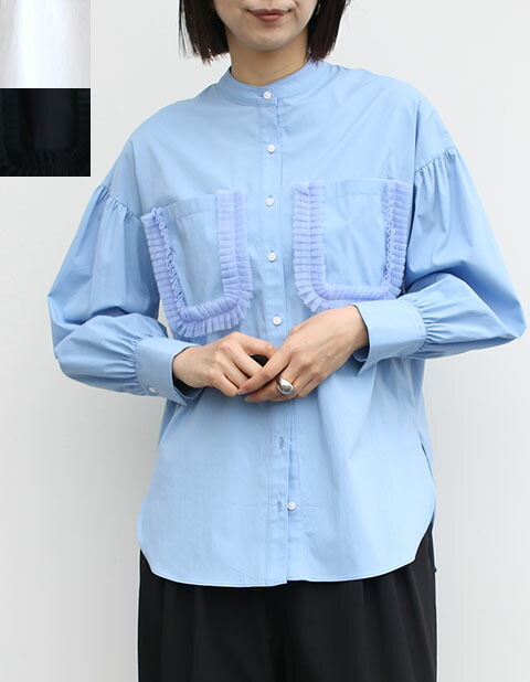 【26SS】【即納】MARGAUX VINTAGE（マルゴーヴィンテージ）ポケットフリルブラウス（#BL-26017 - S）トップス/ブラウス/フリル/フリルブラウス 【レディース】