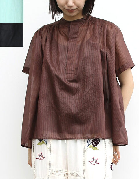 【SUMMER SALE 10%OFF】【即納】【26SS】Le Glazik（ルグラジック） LE GLAZIK ギャザーショートスリーブシャツ　GATHERED SHORT SLEEVE SHIRT（#LG-B0381 RAT）（#LG-B0381 BOS）ブラウス/シャツ/ギャザーシャツ【レディース】｜URCHIN（アーチン） 11,106円