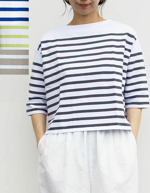 【26SS】【即納】ORCIVAL（オーシバル／オーチバル）ラッセルボートネック5分袖ティーシャツ（#6839）BOAT NECK HALF SLEEVE P.O./RACHE/.REGULAR STRIPEトップス/カットソー/ティーシャツ/5分袖/間借り人ティーシャツ/26SS/2026SS【レディース】