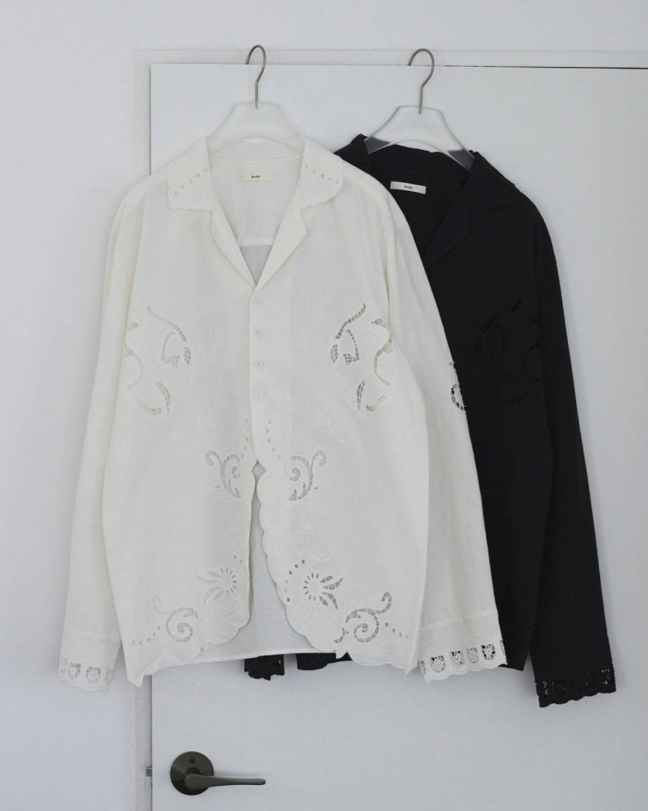 【再入荷】【26SS】【即納】anuke（アンヌーク）Cutwork Opencollar Shirts　カットワークオープンカラーシャツ（62610418) カットワーク/シャツ/オープンカラーシャツ/羽織 Life’ｓ（ライフズ）【レディース】【正規品】
