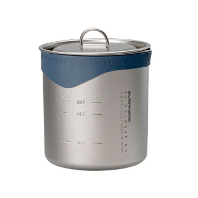 難燃シリコンリングを装備した深型ポット 550ml チタン ソロポット ノーハンドル Ti SOLO pot NH [EVERNEW エバニュー] 76g