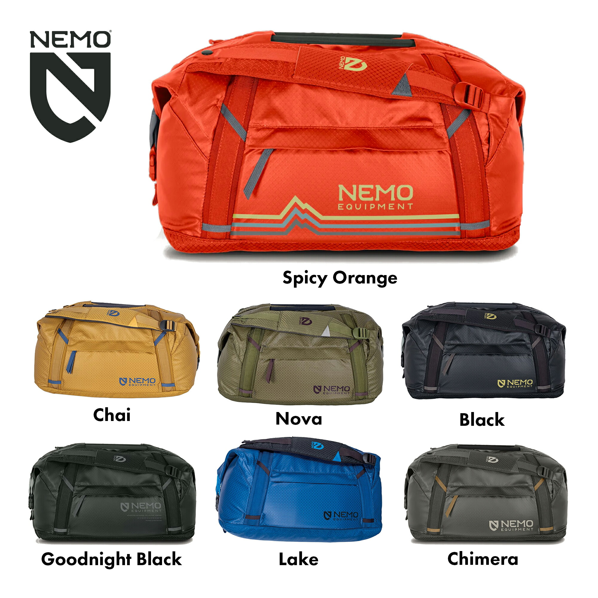 ダブル大広間 30L  [NEMO ニーモ] ダッフルバッグ トートバッグ うしろ側容器に並べる 最新真似形
