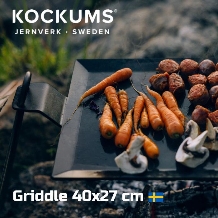 〔Kockums Jernverk堅苦しさ〕Griddle 40x27 糎 カーボン鋼グリドル コッカムス 大きさ：40x27x3.5 糎 炭素スチール写真 鉄グリドル グリドル 鉄フライパン フライパン 薪 炭 庭園寄りあい アウトドア  BBQ