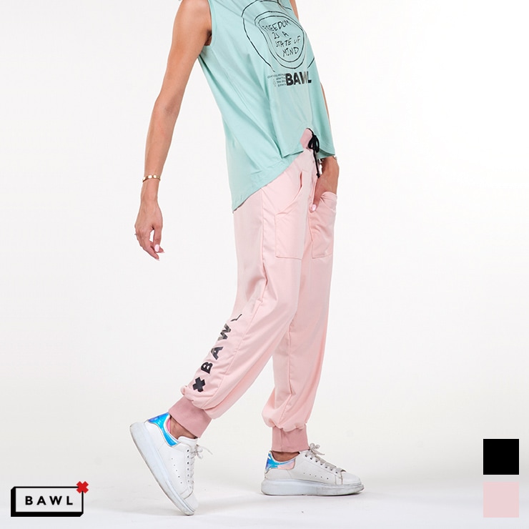 BAWL ボウル ユニセックス AMSTERDAM バックロゴ パンツ BLACK LIGHT PINK XSサイズ Sサイズ Mサイズ Lサイズ  hw 売れ筋がひ贈り物！