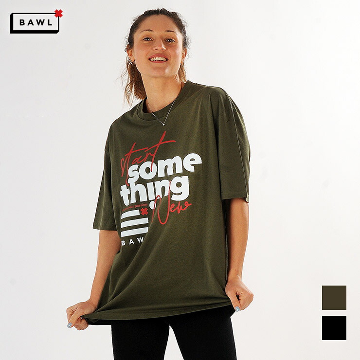 BAWL 正規品 ボウル Tシャツ 半袖 ロゴ グラフィック レディース エクササイズ フィットネス ジム スポーツ ダンス ヨガ ウェア イタリア 直輸入 ブラック グリーン