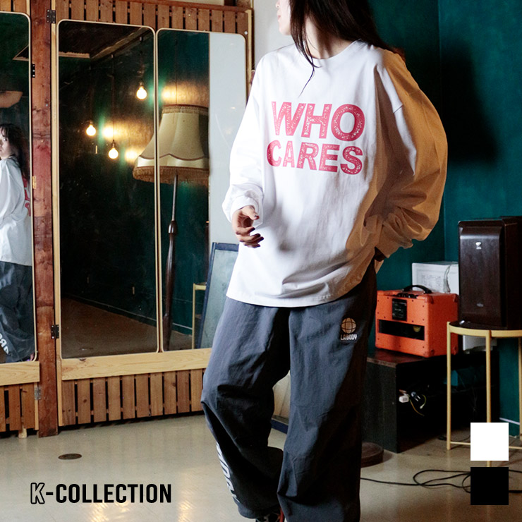 K-collection ケイコレクション 長袖Tシャツ ロングスリーブ ロゴ グラフィック オーバーサイズ ルーズシルエット BIGサイズ エクササイズ フィットネス ジム スポーツ ダンス ヨガ ウェア 韓国 ユニセックス ブラック ホワイト