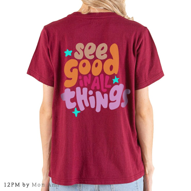 12PM BY MON AMI バックプリント Tシャツ WINE Sサイズ Mサイズ Lサイズ