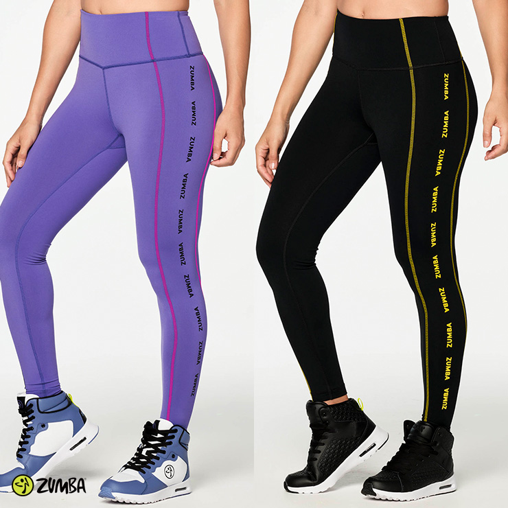 最終値下げ ZUMBA ズンバ 正規品 レインボー ライン レギンス BLACK XS