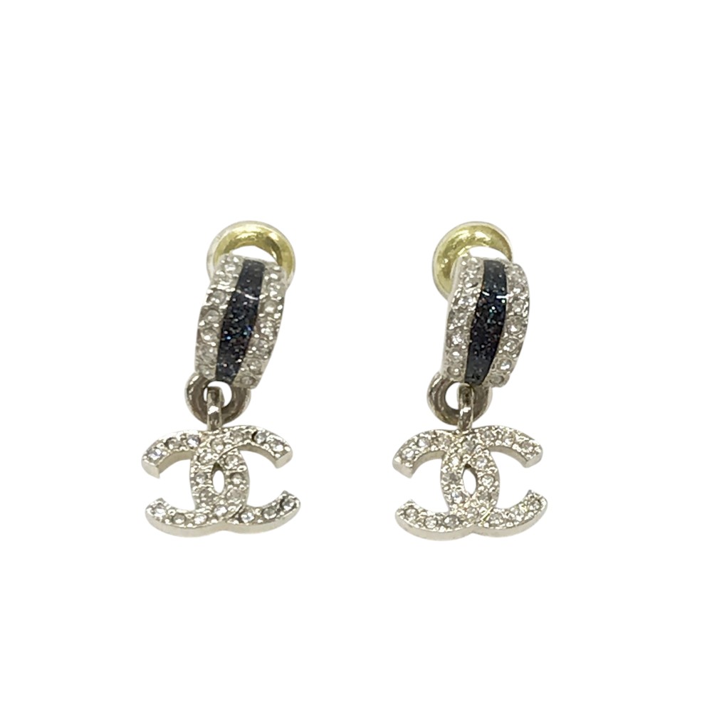 楽天市場】CHANEL シャネル CCマーク ラインストーン ピアス ゴールド