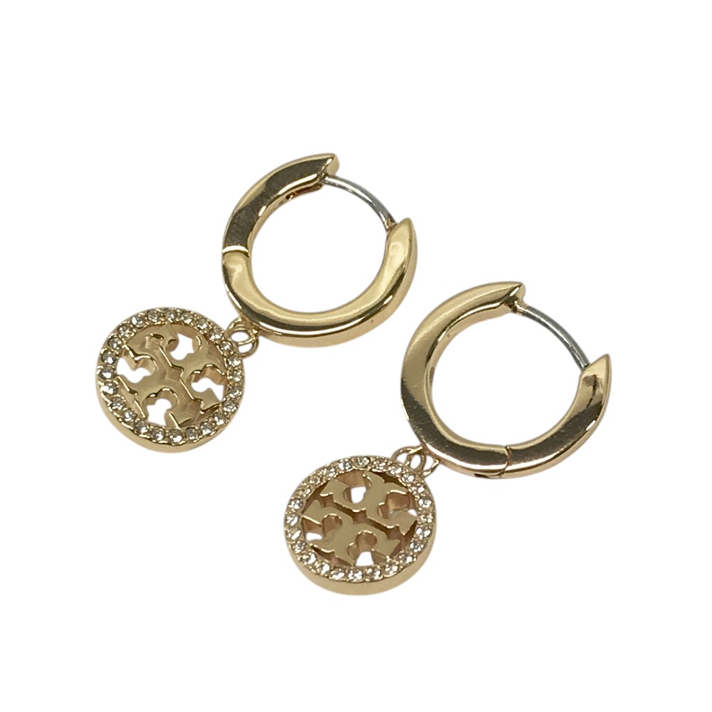 TORY BURCH トリーバーチ 87041 MILLER PAVE HUGGIE HOOP ミラー パヴェ フープ ピアス ゴールド系 【中古】